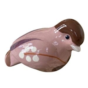 VTG Thomas Hellstrom Nittsjo Sweden Scandinavian Ceramic Bird Figurine Pink 6476
